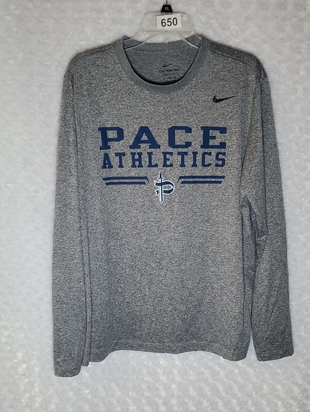 Nike Gray and Blue Pace Athletics Long Sleeve Crew Size XL